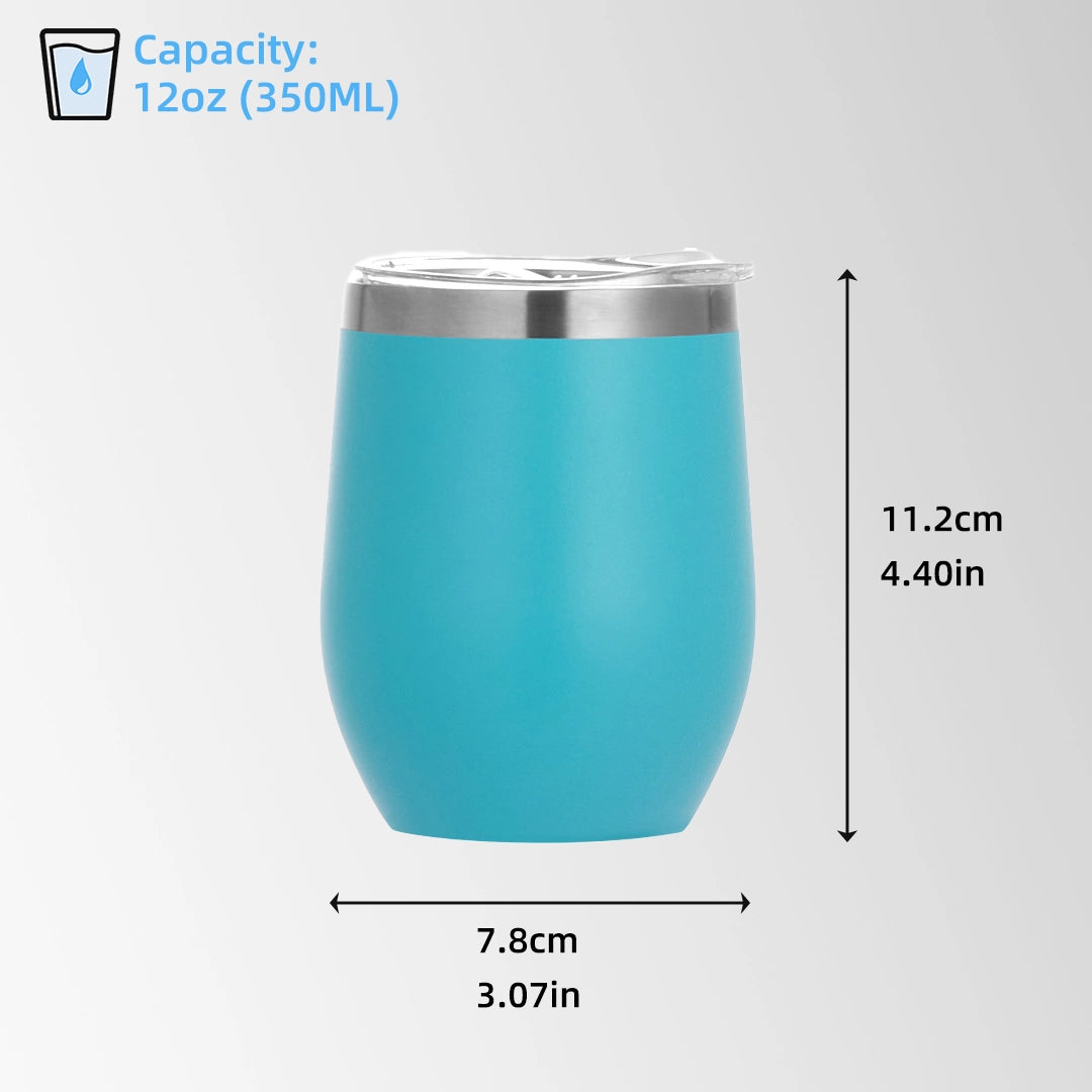 Mint green wine tumbler size and dimensions view