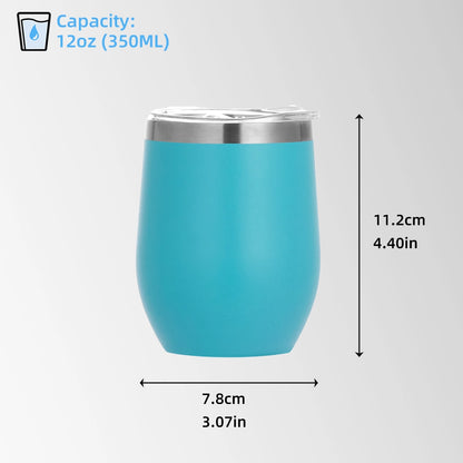 Mint green wine tumbler size and dimensions view
