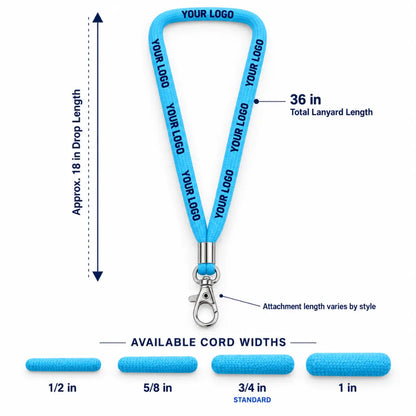 36-inch custom cord lanyard with four width options