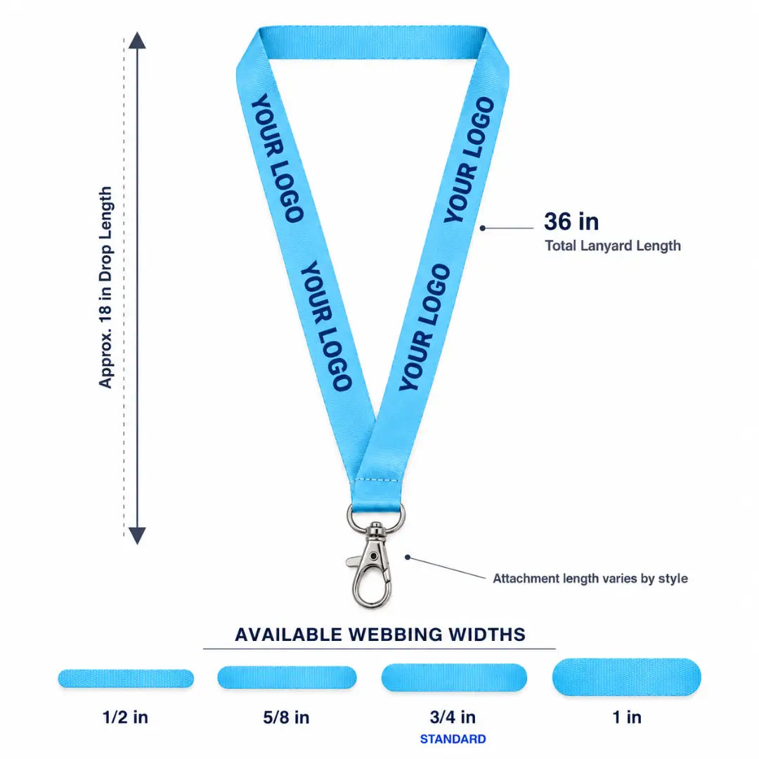 36-inch custom nylon lanyard with four width options