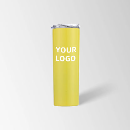 Yellow skinny tumbler custom logo