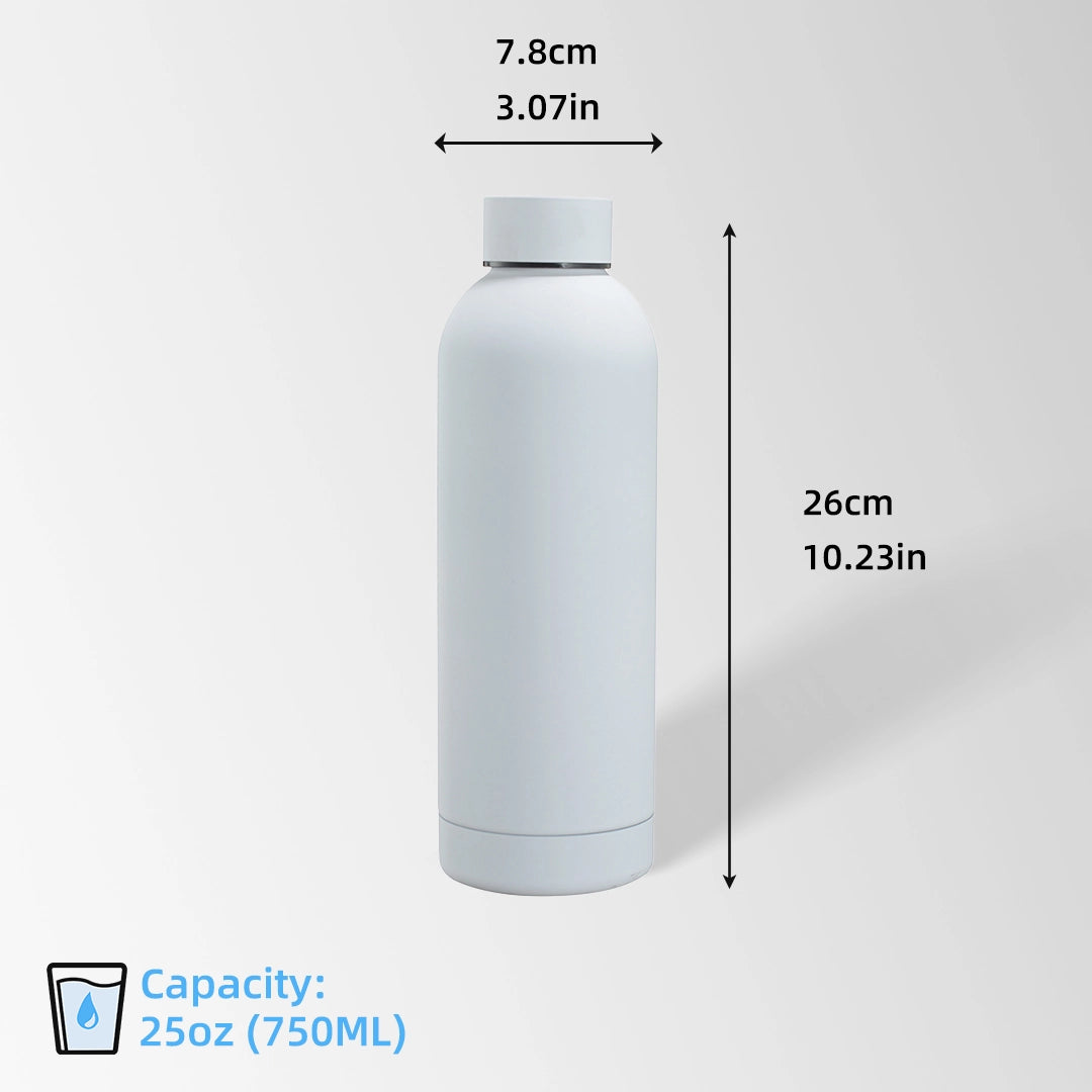 25 oz. White water bottle size and dimensions view