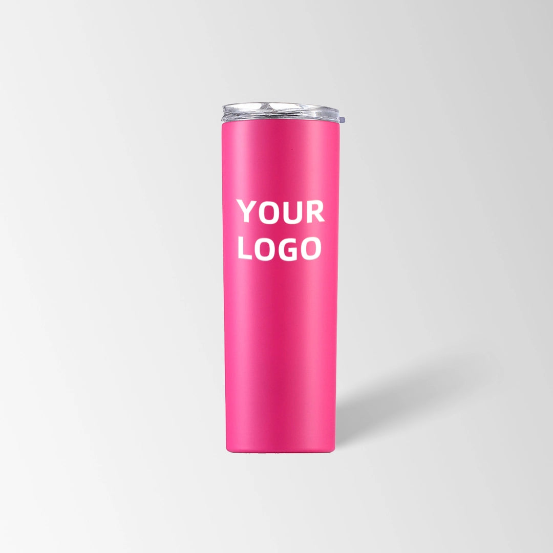 Magenta skinny tumbler custom logo