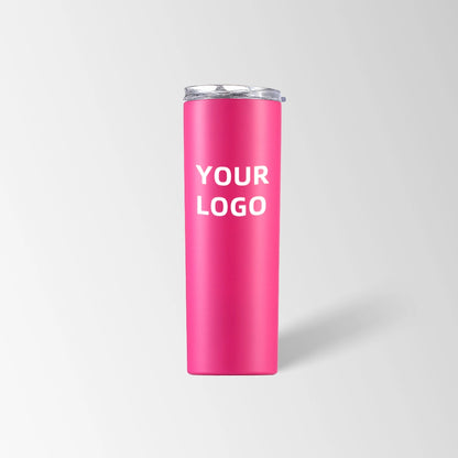 Magenta skinny tumbler custom logo