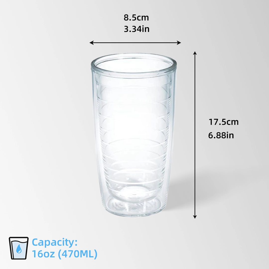 clear plastic tumbler size and dimensions view
