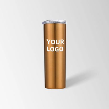 Gold skinny tumbler custom logo