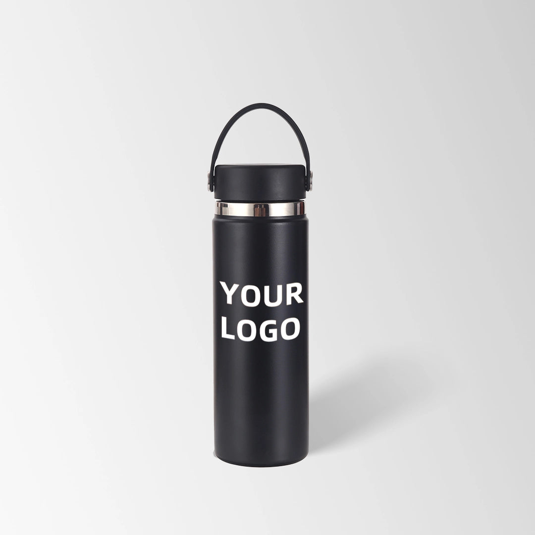 Black insulated water bottle custom logo
