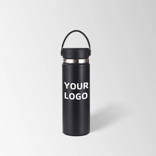 Black insulated water bottle custom logo
