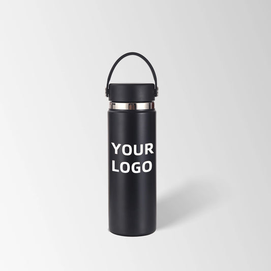 Black insulated water bottle custom logo