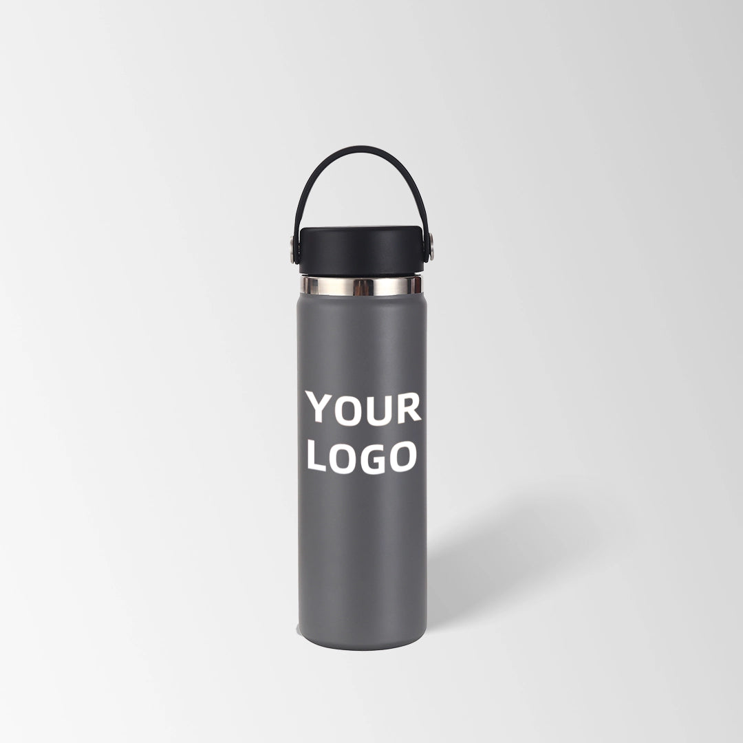 Dark gray insulated water bottle custom logo