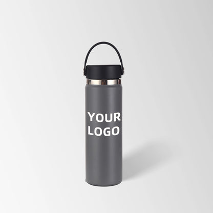 Dark gray insulated water bottle custom logo