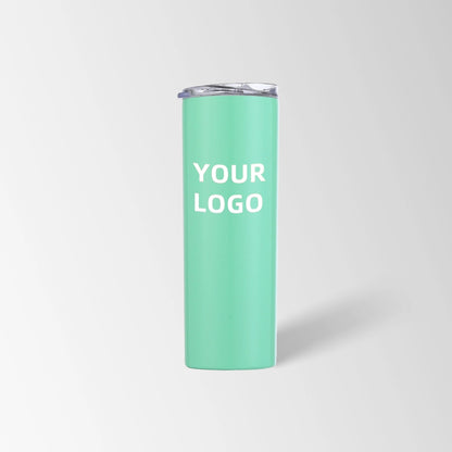 Mint green skinny tumbler custom logo