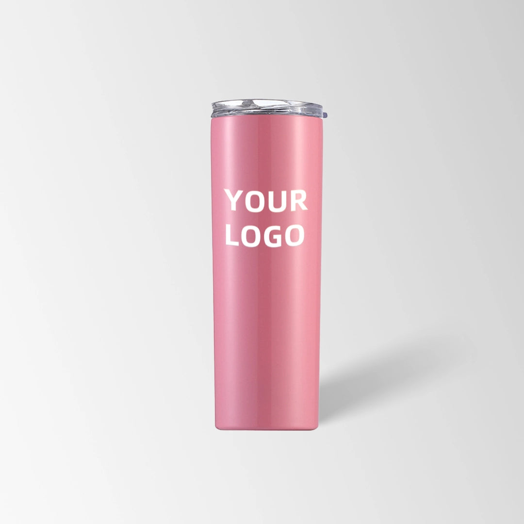 Pink skinny tumbler custom logo
