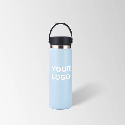 Light blue insulated water bottle custom logo