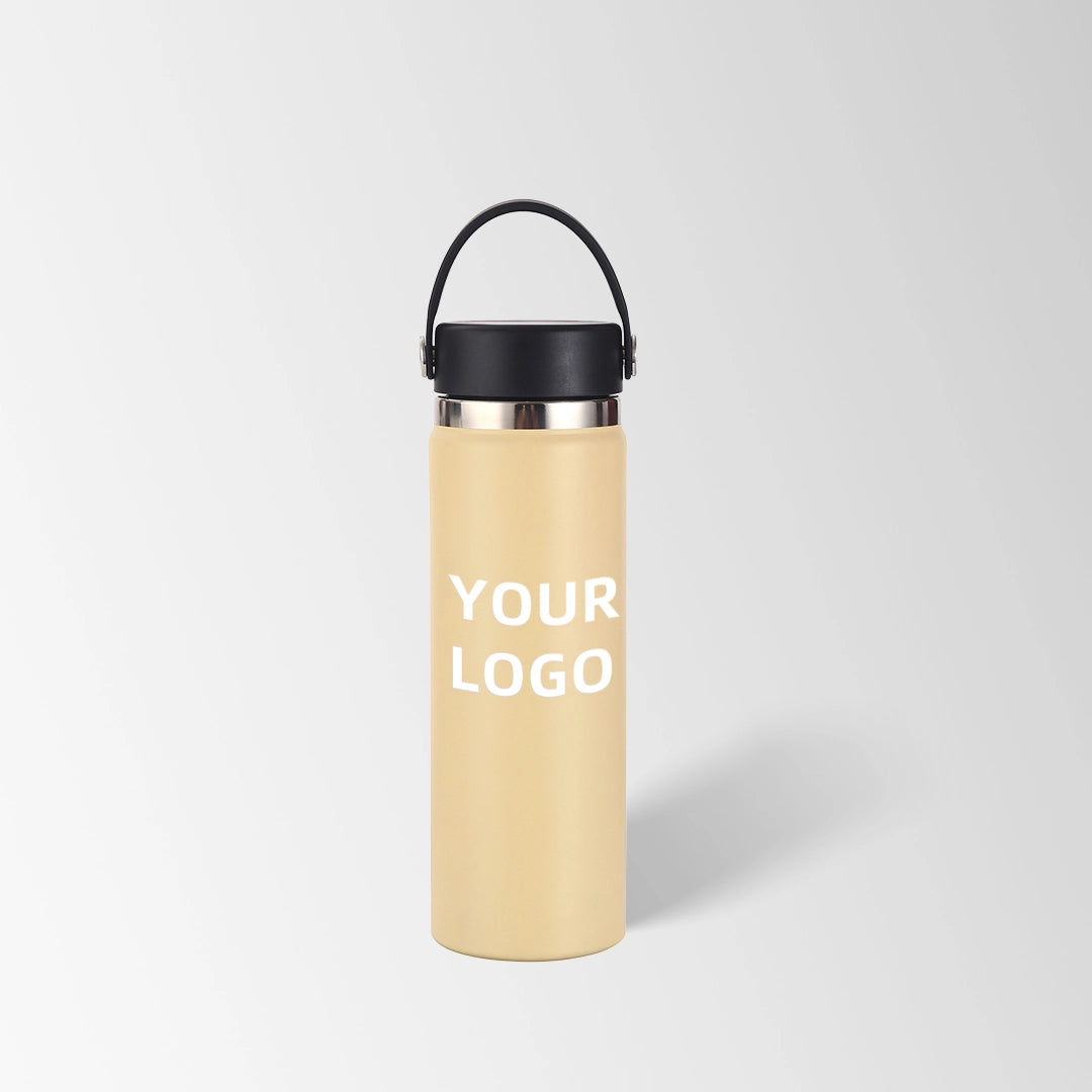 Light yellow insulated water bottle custom logo