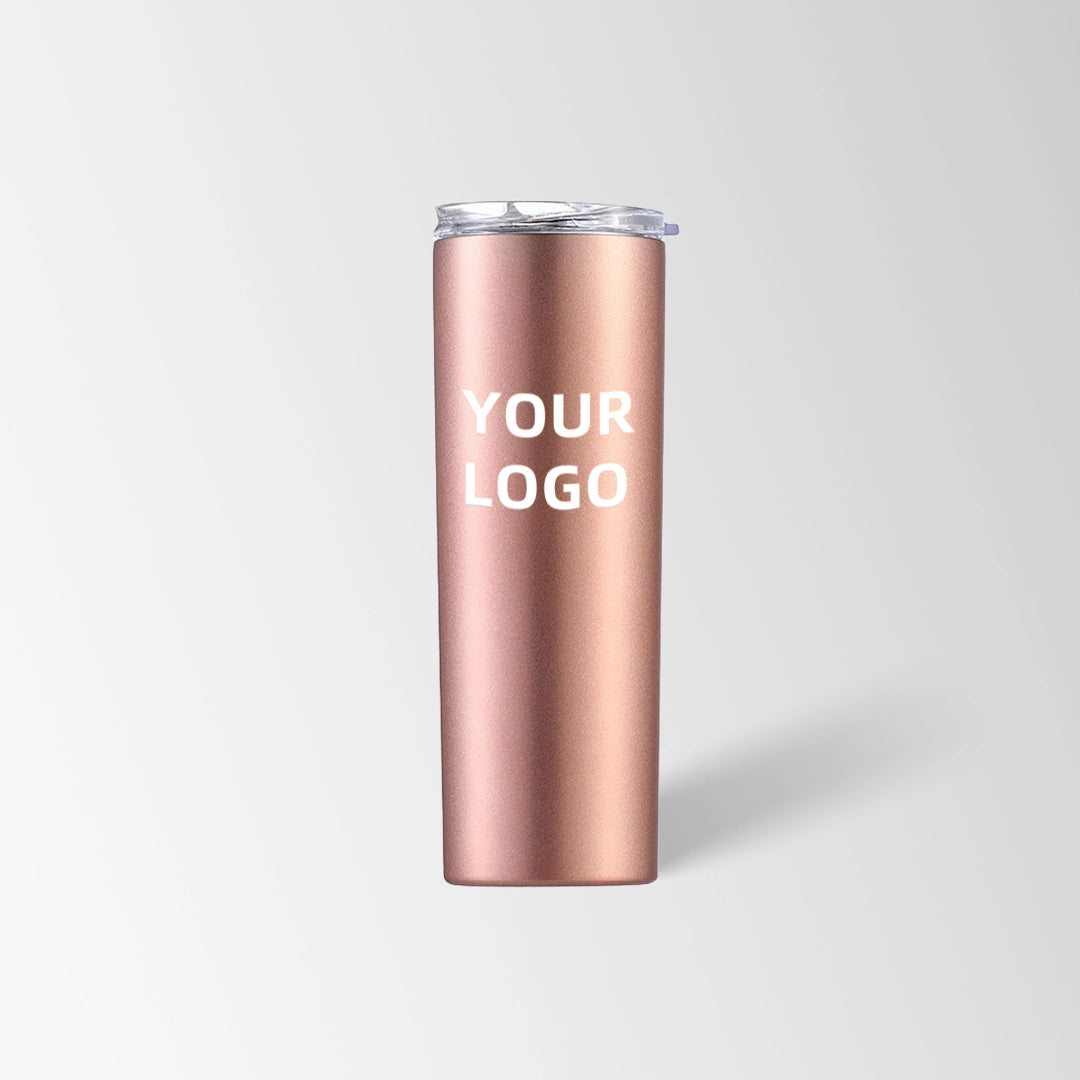 Rose gold skinny tumbler custom logo