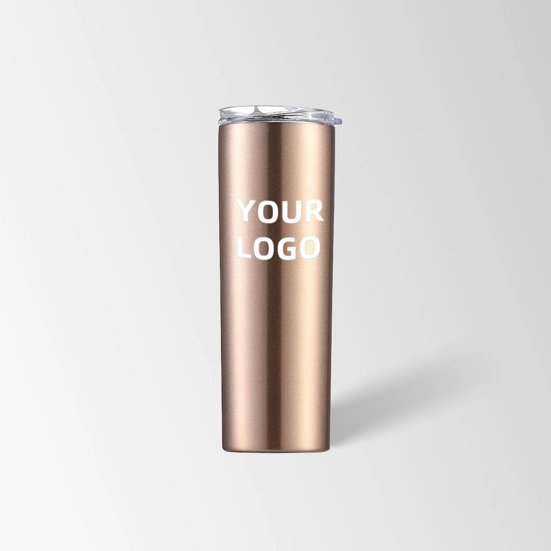 Champagne Gold skinny tumbler custom logo