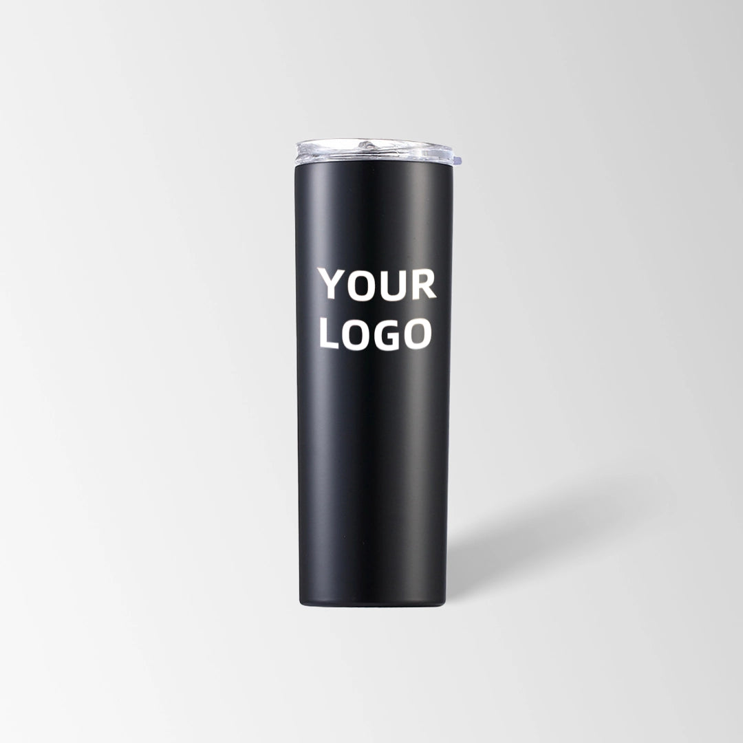 Black skinny tumbler custom logo