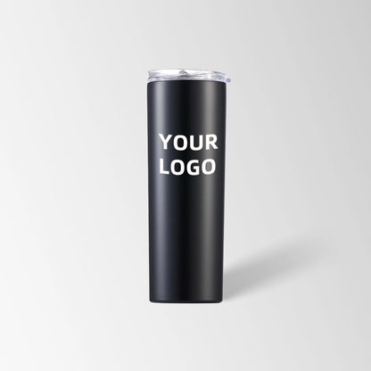 Black skinny tumbler custom logo
