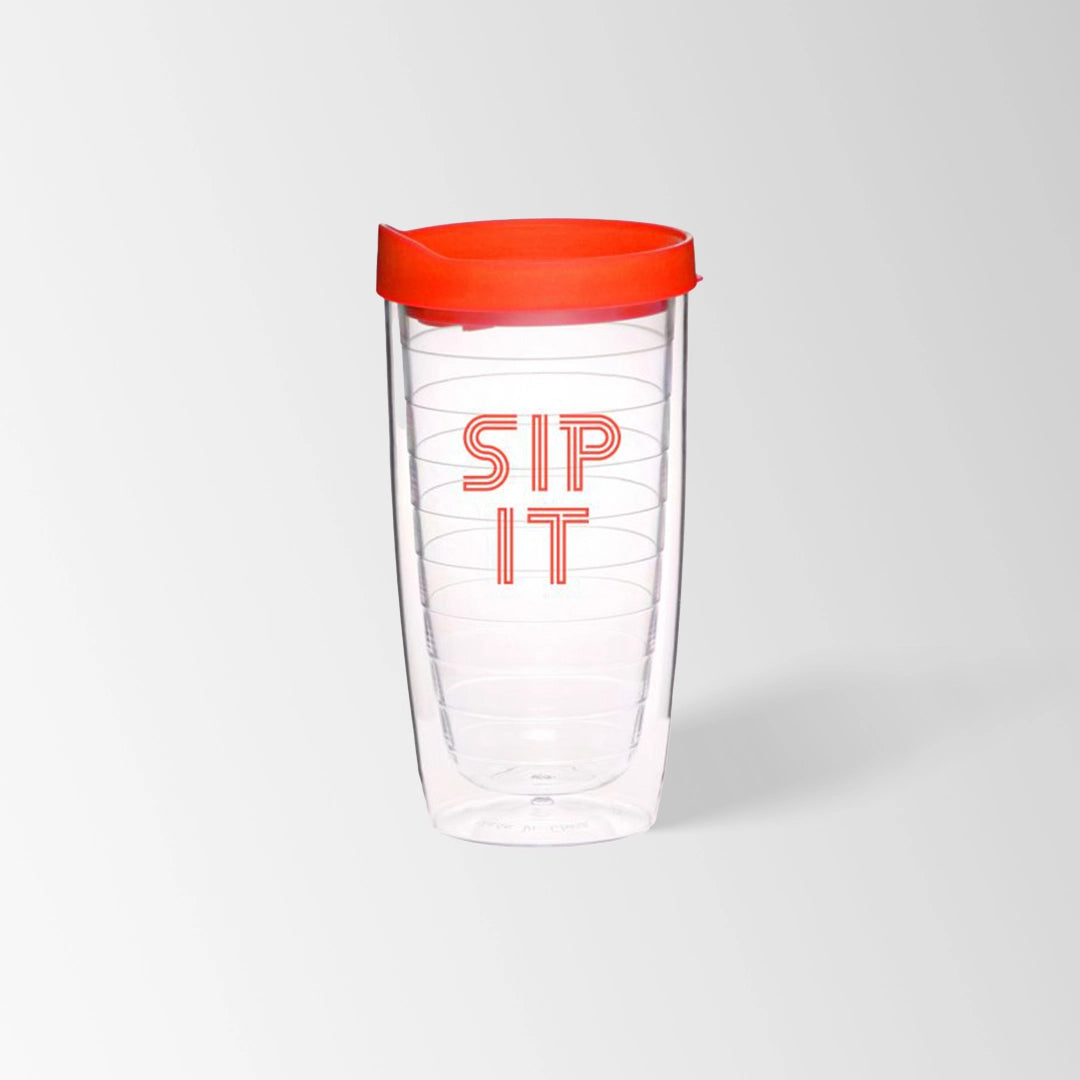 clear plastic tumbler with red lid custom logo