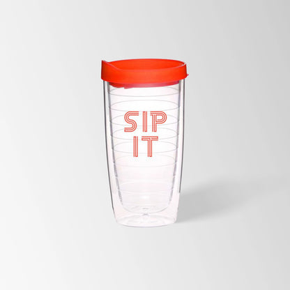 clear plastic tumbler with red lid custom logo
