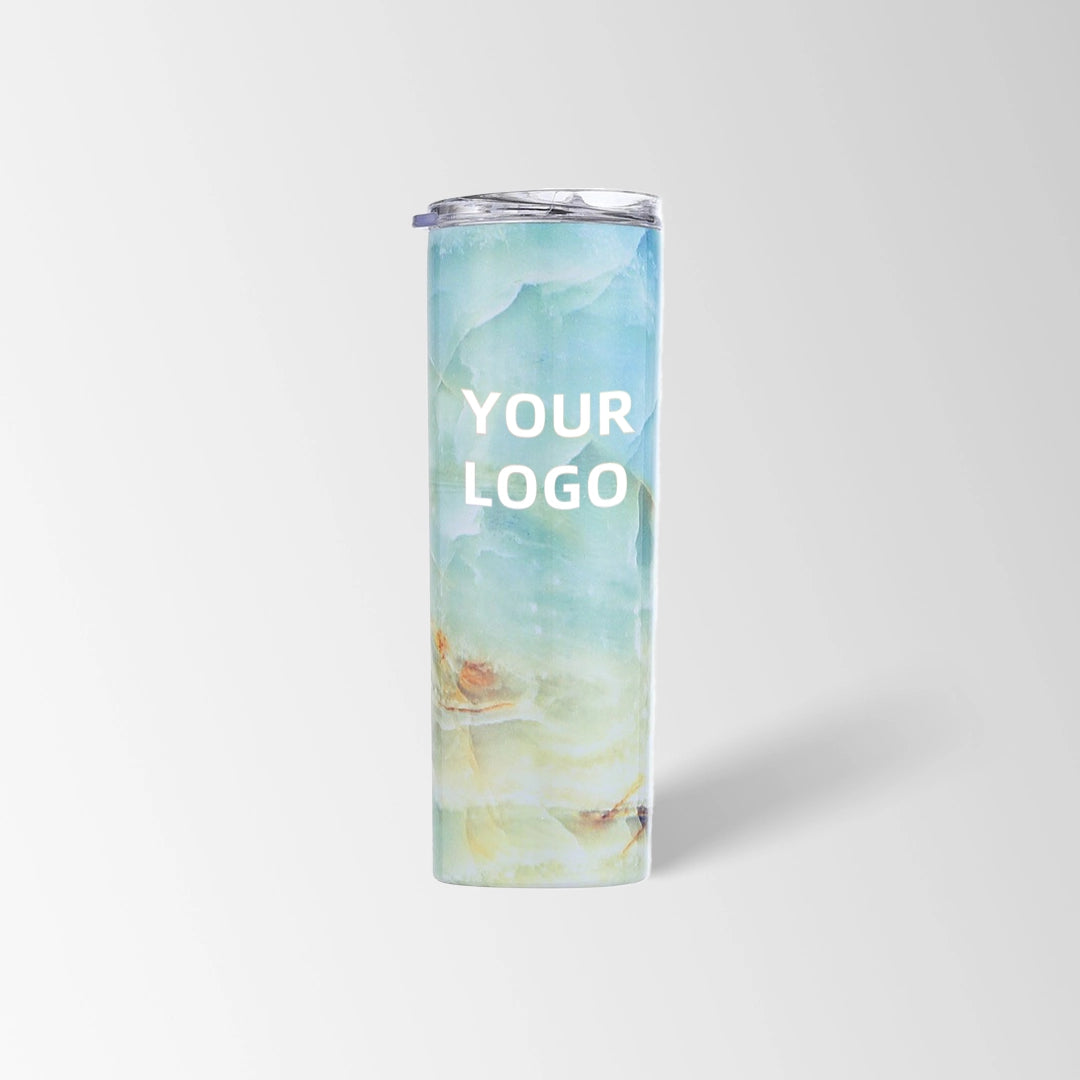 Green onyx marble skinny tumbler custom logo
