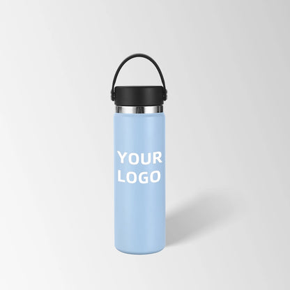 Blue insulated water bottle custom logo