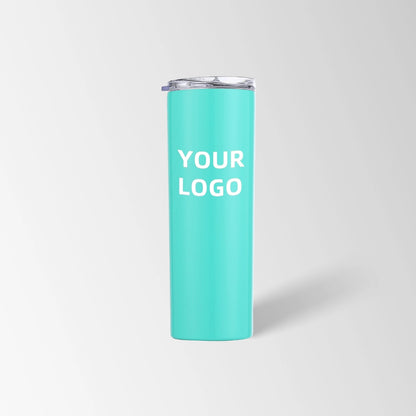 Turquoise skinny tumbler custom logo