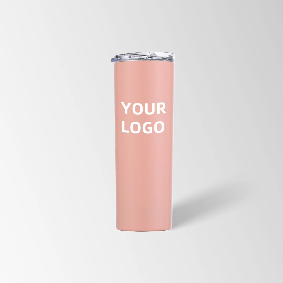 Deep pink skinny tumbler custom logo