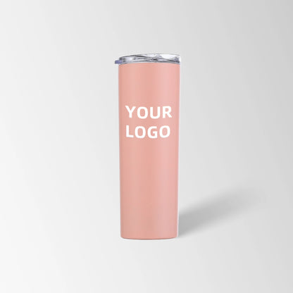 Deep pink skinny tumbler custom logo