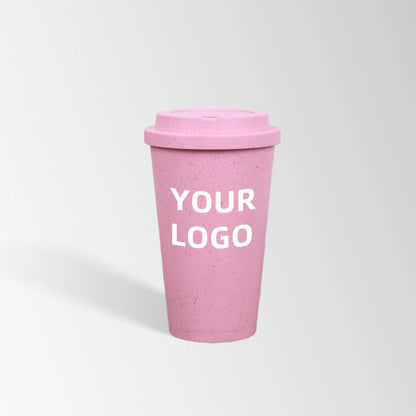 pink eco-friendly wheat straw travel cup custom logo