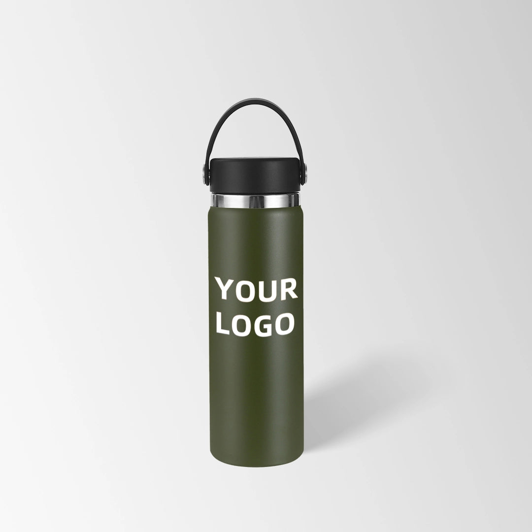 Olive green insulated water bottle custom logo