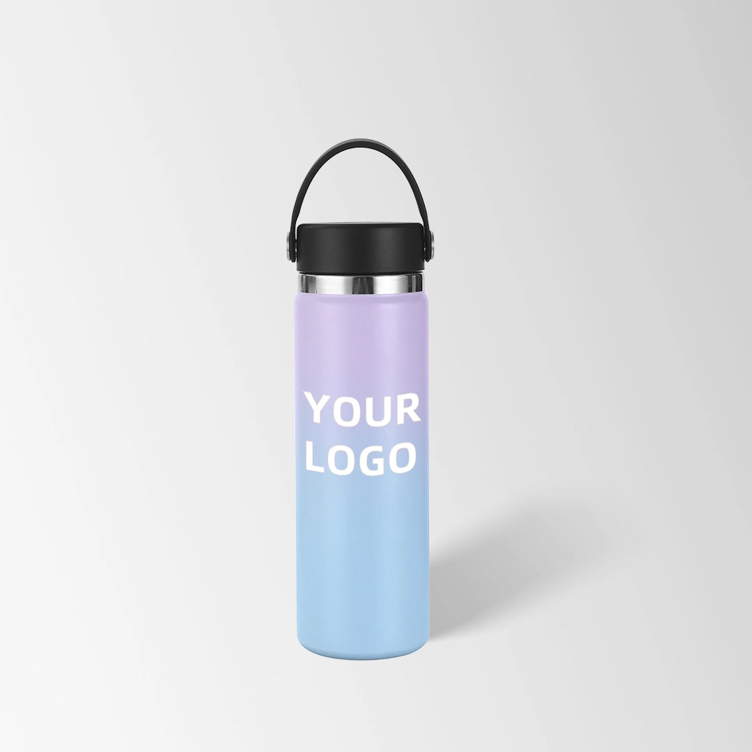 Blue purple ombre insulated water bottle custom logo