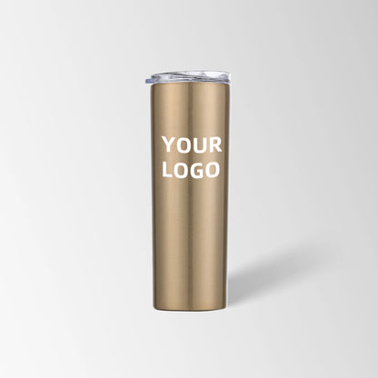 Shiny gold skinny tumbler custom logo