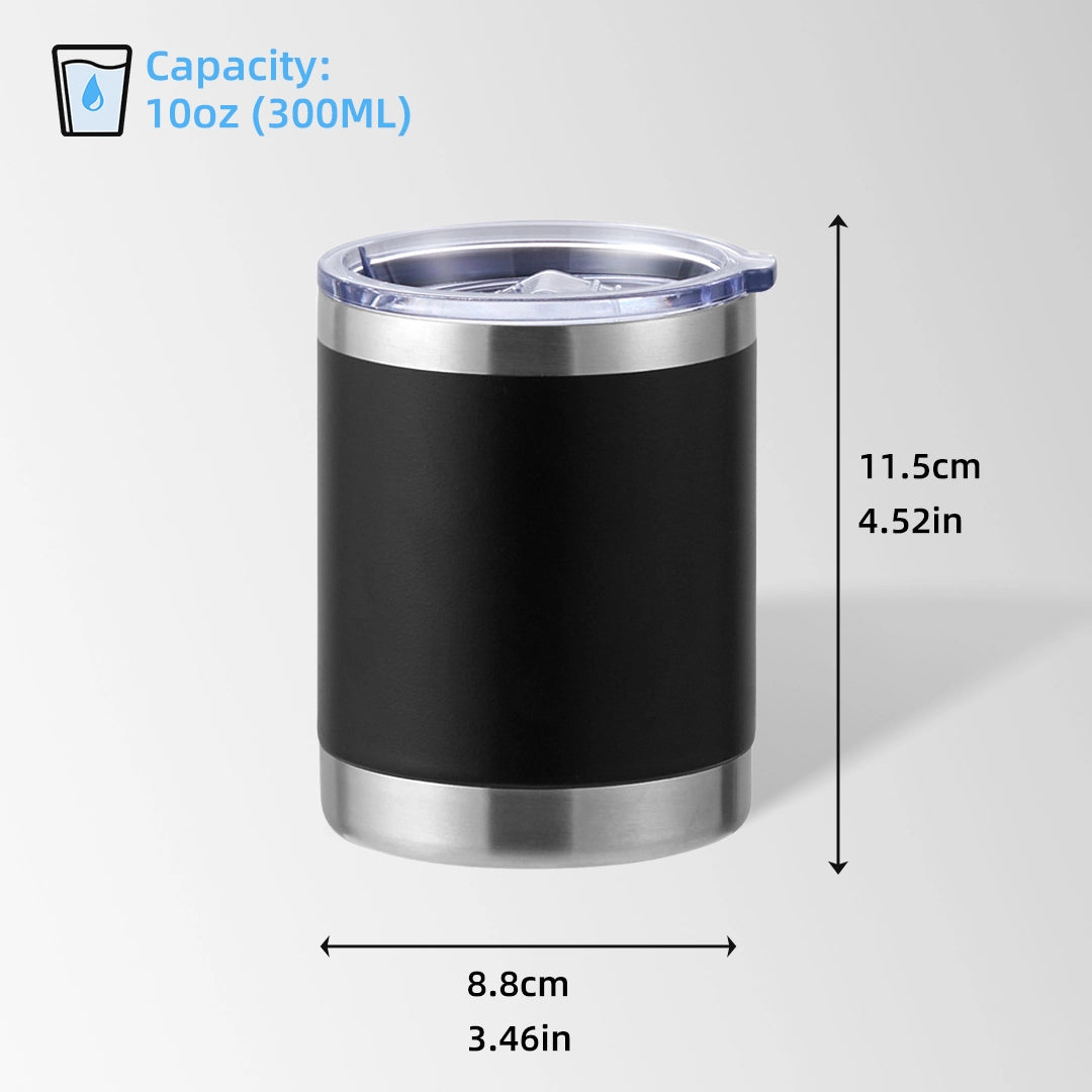 Black tumbler size and dimensions view