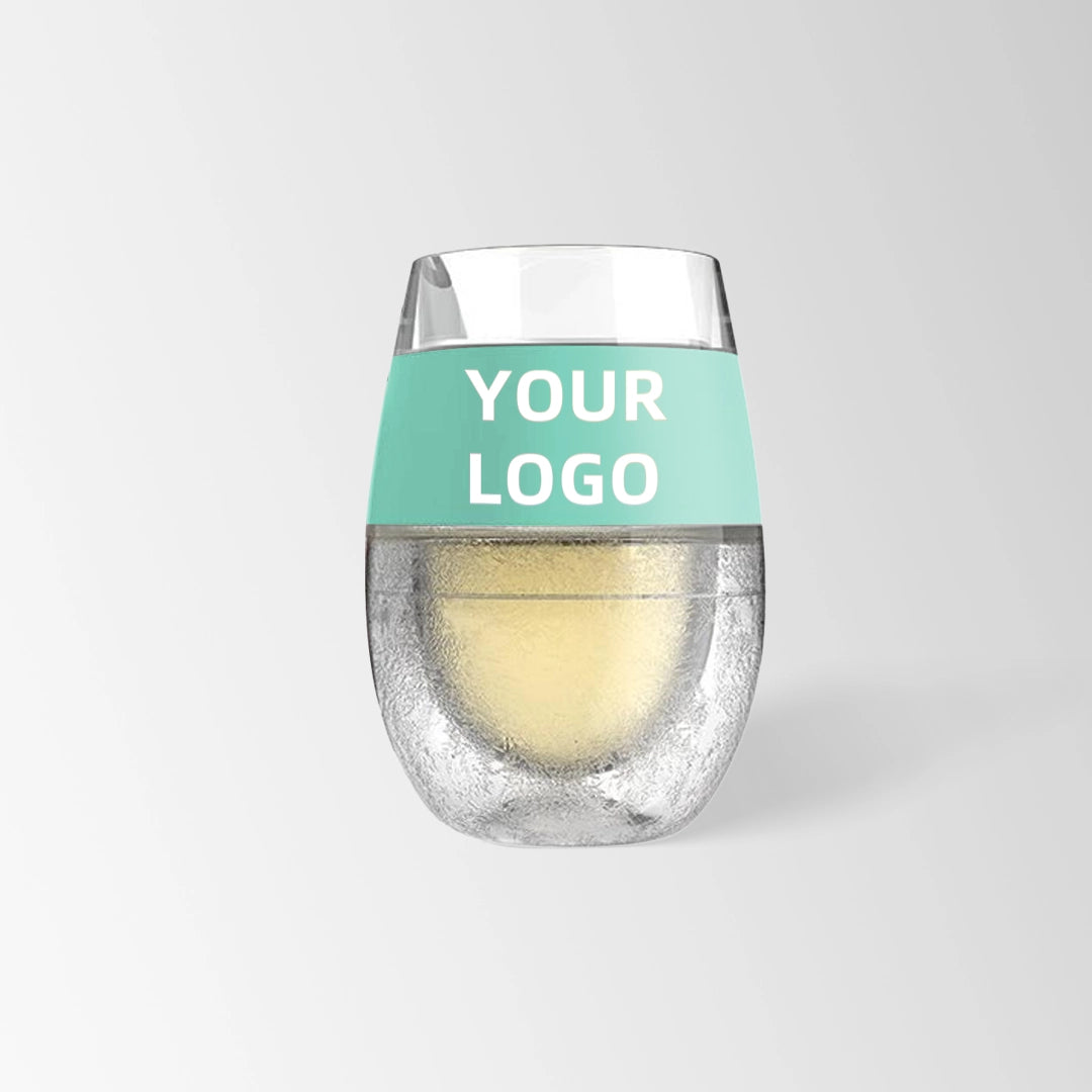 mint green glass wine tumbler with gel