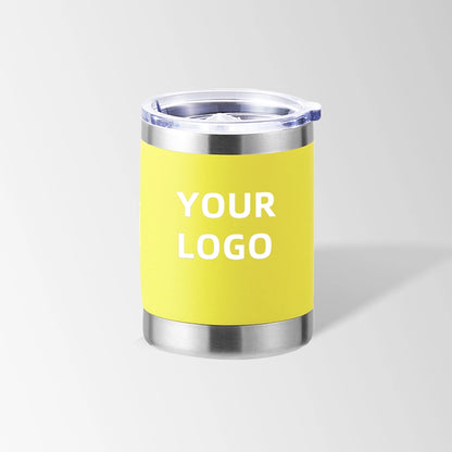 Yellow travel coffee tumbler custom logo