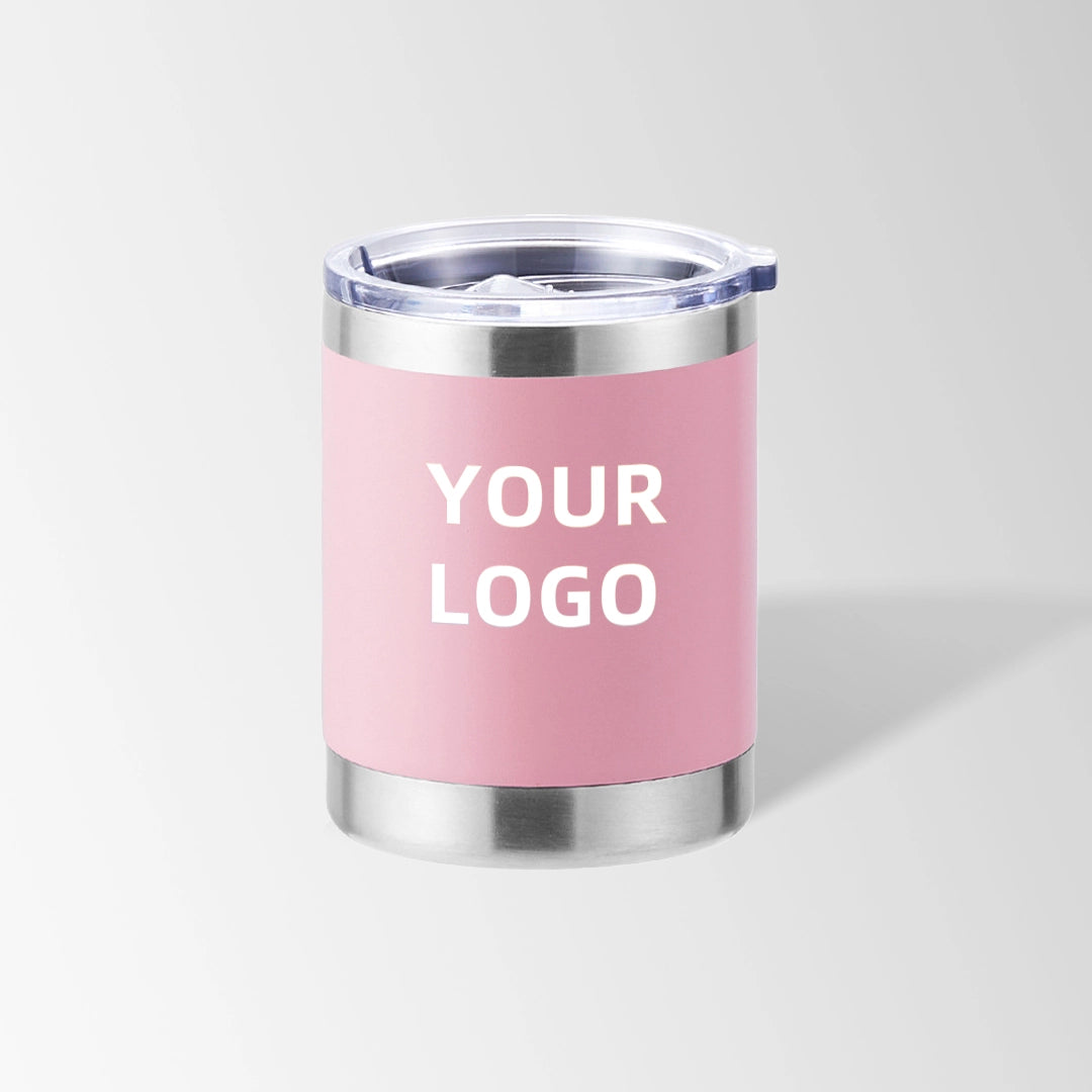 Pink travel coffee tumbler custom logo