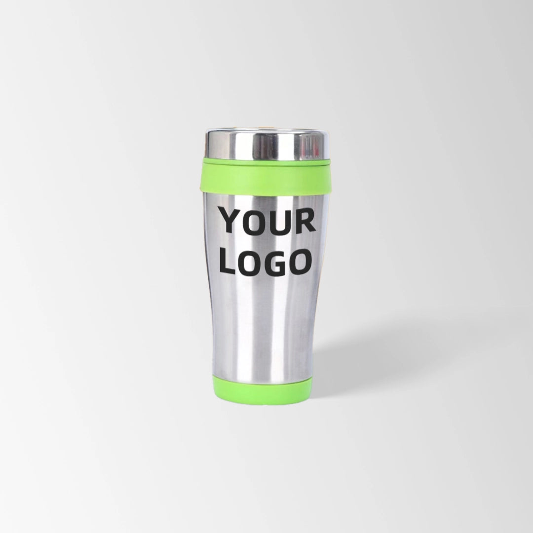 Green insulated travel tumbler custom logo