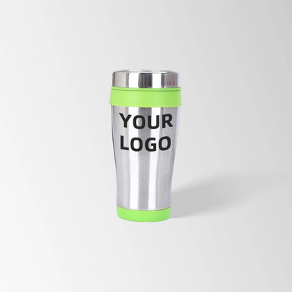 Green insulated travel tumbler custom logo