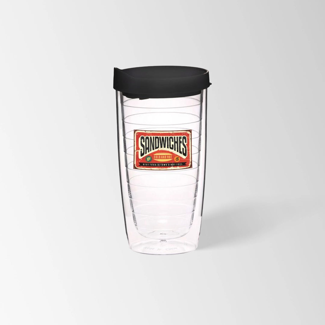 clear plastic tumbler with black lid custom logo