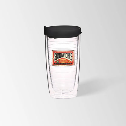 clear plastic tumbler with black lid custom logo
