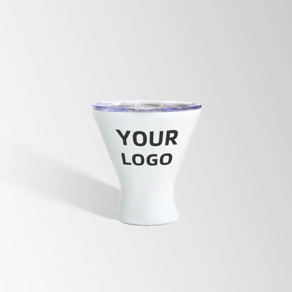 White martini tumbler custom logo