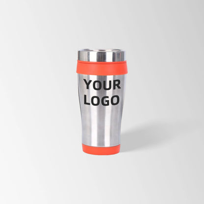 Orange insulated travel tumbler custom logo