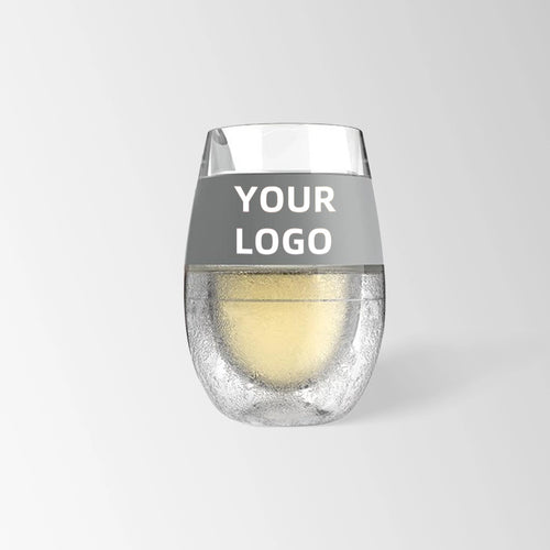 grey glass wine tumbler with gel custom logo