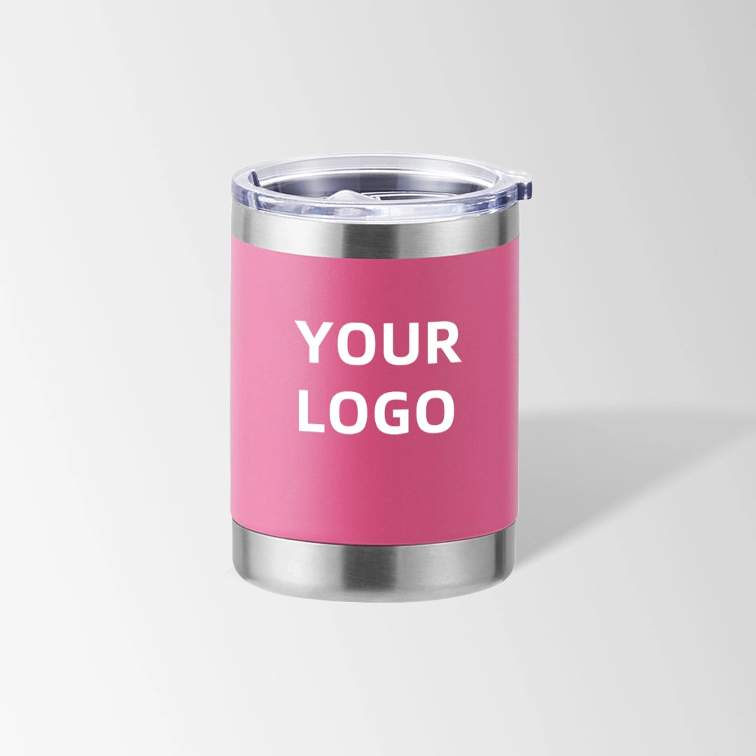 Hot pink travel coffee tumbler custom logo