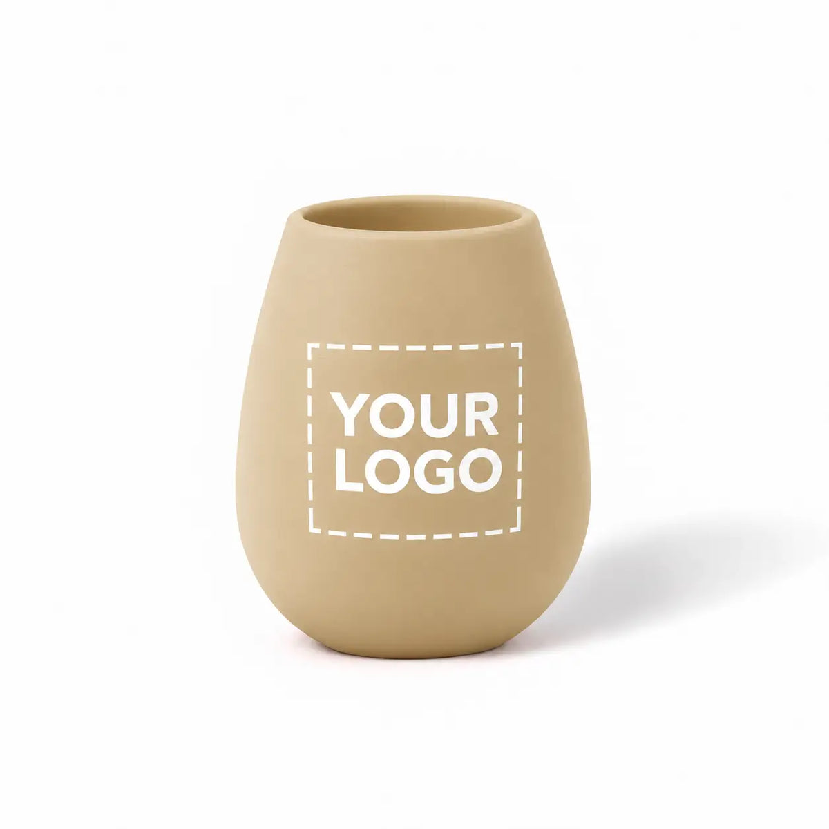 Beige silicone stemless wine tumbler custom logo