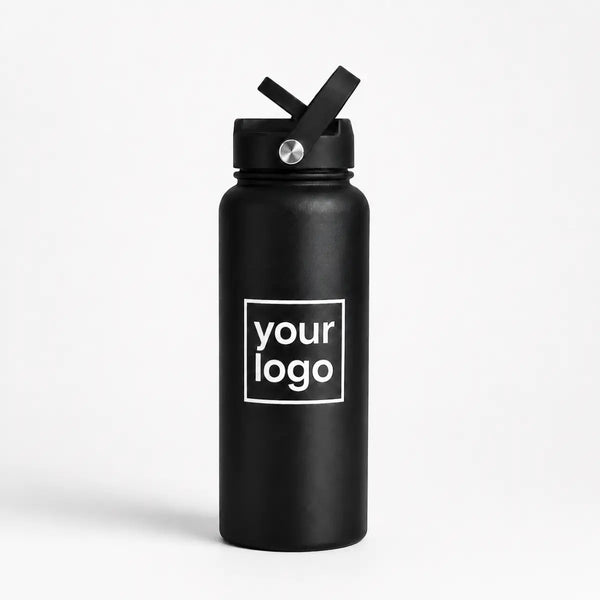 Black insulated tumbler with custom logo