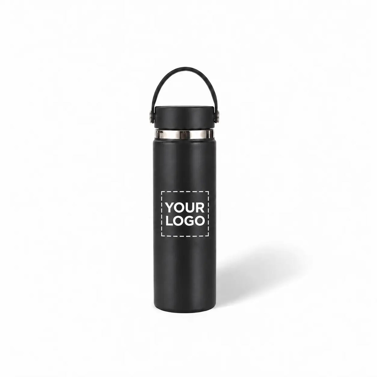 Black insulated water bottle custom logo