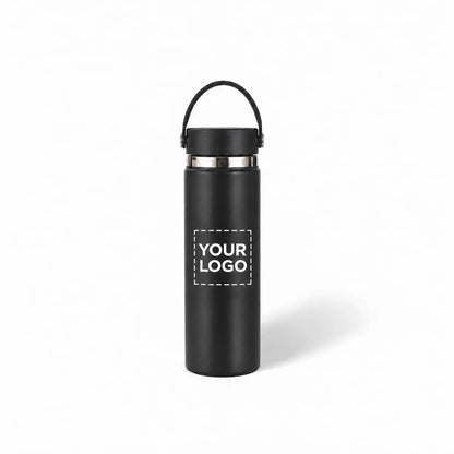 Black insulated water bottle custom logo